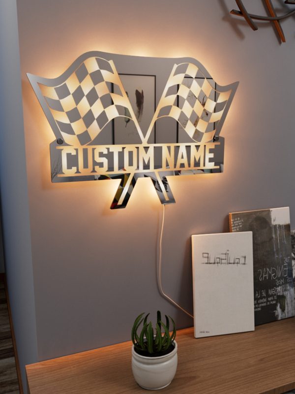 UnusualStandout #131 Custom Start Finish Racing Flag Mirror Light