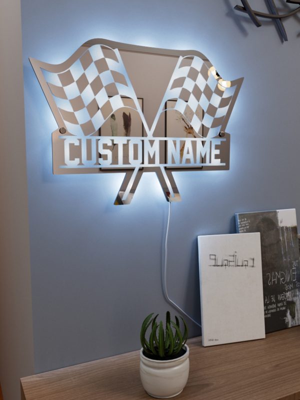 UnusualStandout #131 Custom Start Finish Racing Flag Mirror Light