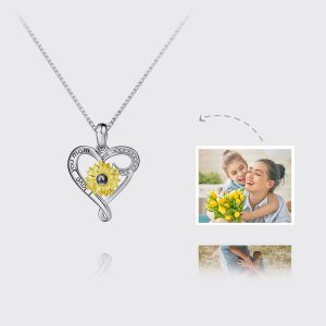 UnusualStandout #133 Personalised Heart Photo Projection Necklace - Mother's Day Gift