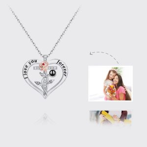 UnusualStandout #134 Personalized Heart Rose Projection Necklace