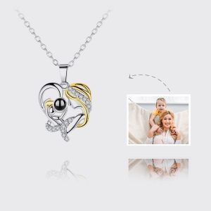 UnusualStandout #139 Personalized Photo Projection Necklace - Mom and Son