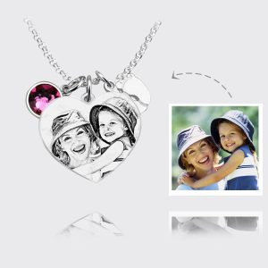 UnusualStandout #14 Personalized Heart Photo Necklace with Baby Feet