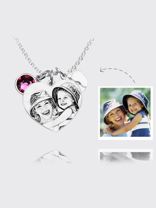 UnusualStandout #14 Personalized Heart Photo Necklace with Baby Feet