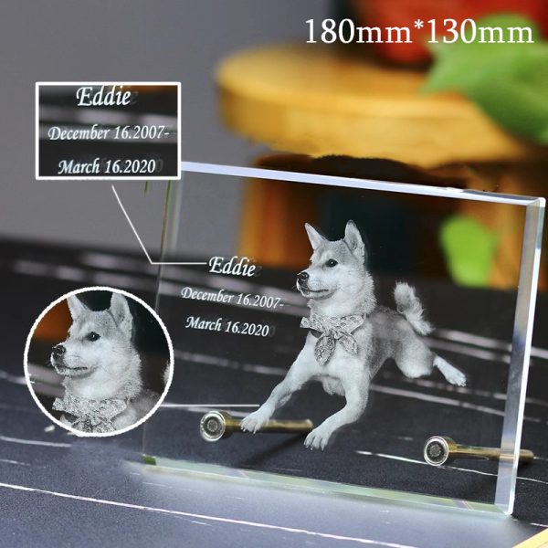 UnusualStandout #147 Custom 3D Photo Pet Memorial Crystal Plaque for Dogs