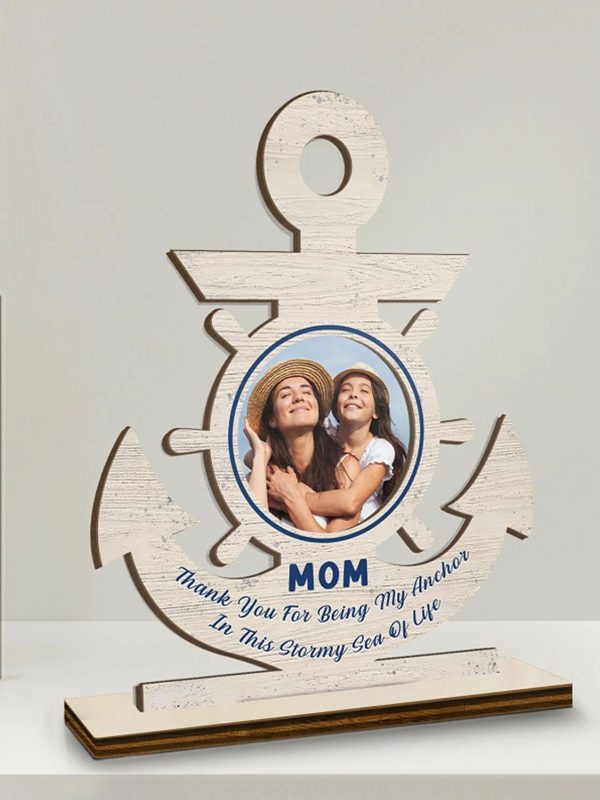 UnusualStandout #149 Customized Mommy Is My Anchor Photo Wooden Sign