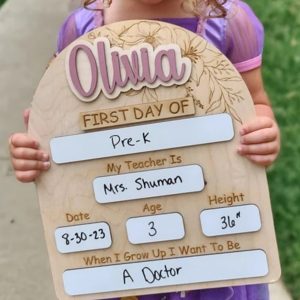 UnusualStandout #150 Personalized First Day of School Name Sign