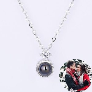 UnusualStandout #152 Personalized Photo Projection Necklace With Rhinestone