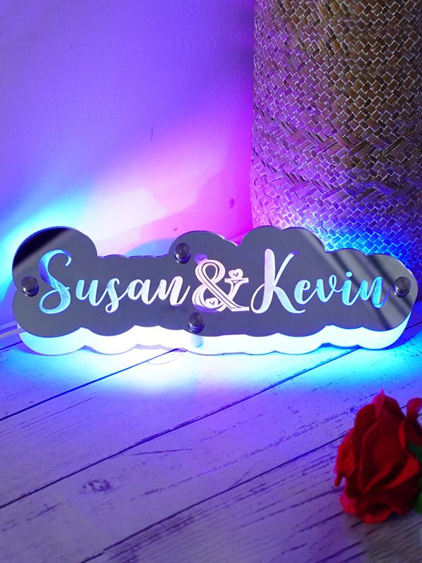 UnusualStandout #155 Customized Valentine's Day Couple Name Mirror Night Lamp