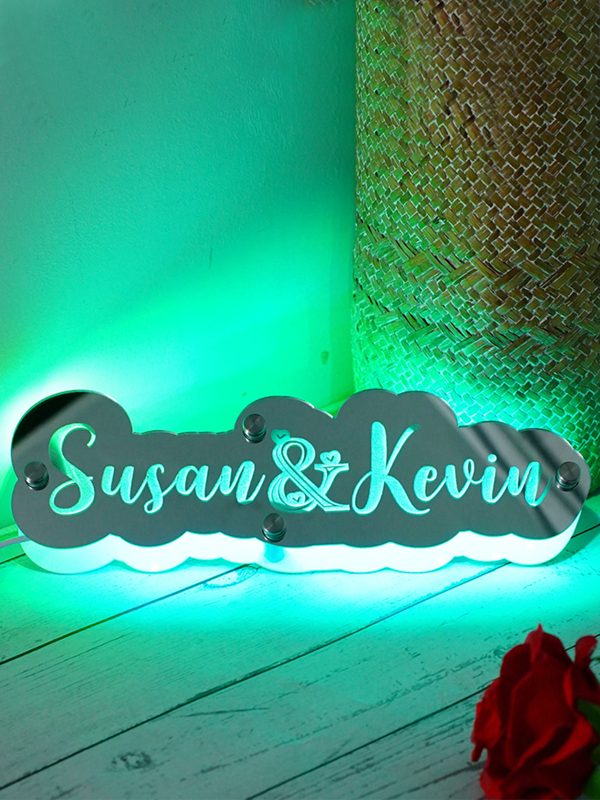 UnusualStandout #155 Customized Valentine's Day Couple Name Mirror Night Lamp