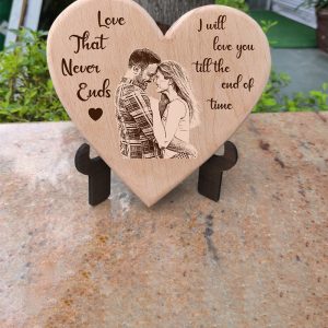 UnusualStandout #157 Personalized Couple Heart Photo Wooden Gift