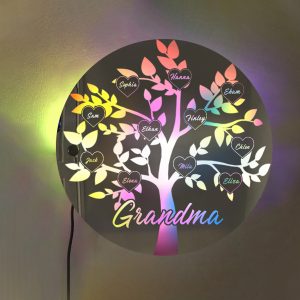 UnusualStandout #158 Custom Family Tree Led Round Mirror Light