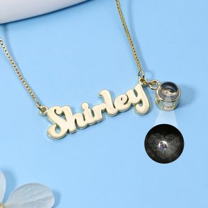 UnusualStandout #158 Personalized Photo Projection Name Necklace