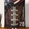 UnusualStandout #159 Customized American Flag Football Player Number Name Blanket