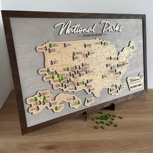 UnusualStandout #160 Custom National Parks Travel Map