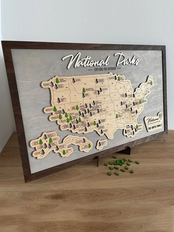 UnusualStandout #160 Custom National Parks Travel Map