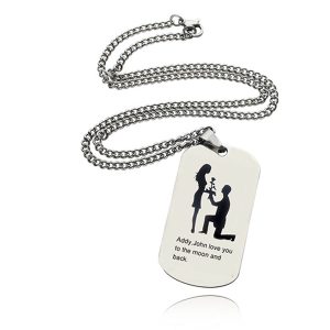 UnusualStandout #164 Personalized Marriage Proposal Dog Tag Necklace