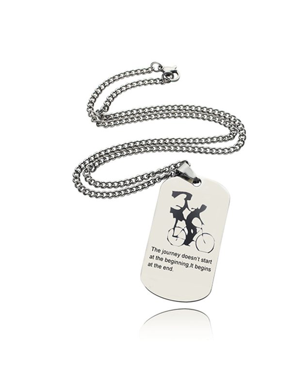 UnusualStandout #165 Personalized Couple Bicycle Dog Tag Necklace