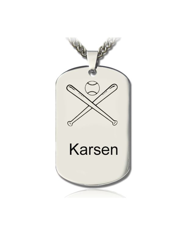 UnusualStandout #166 Personalized Baseball Dog Tag Necklace