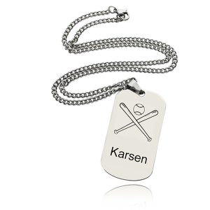 UnusualStandout #166 Personalized Baseball Dog Tag Necklace