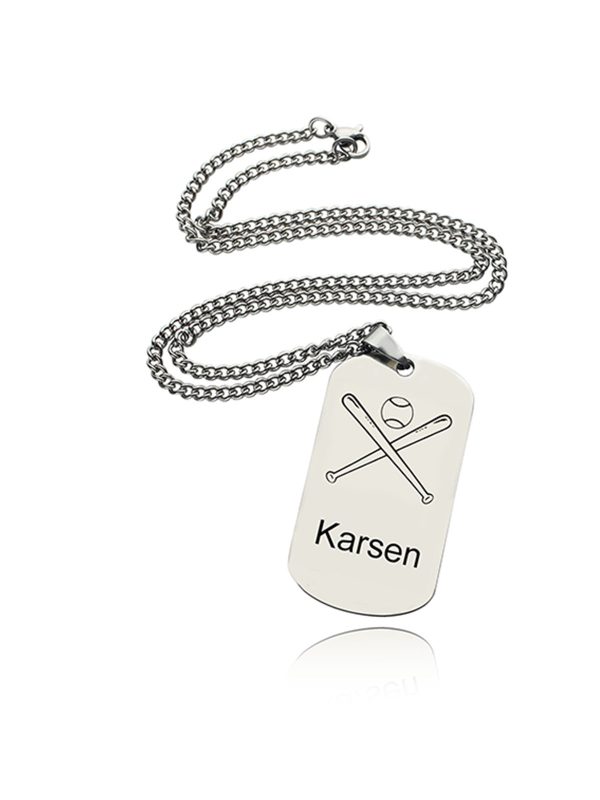 UnusualStandout #166 Personalized Baseball Dog Tag Necklace