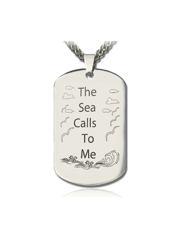 UnusualStandout #167 Personalized Man's Dog Tag Ocean Theme Necklace