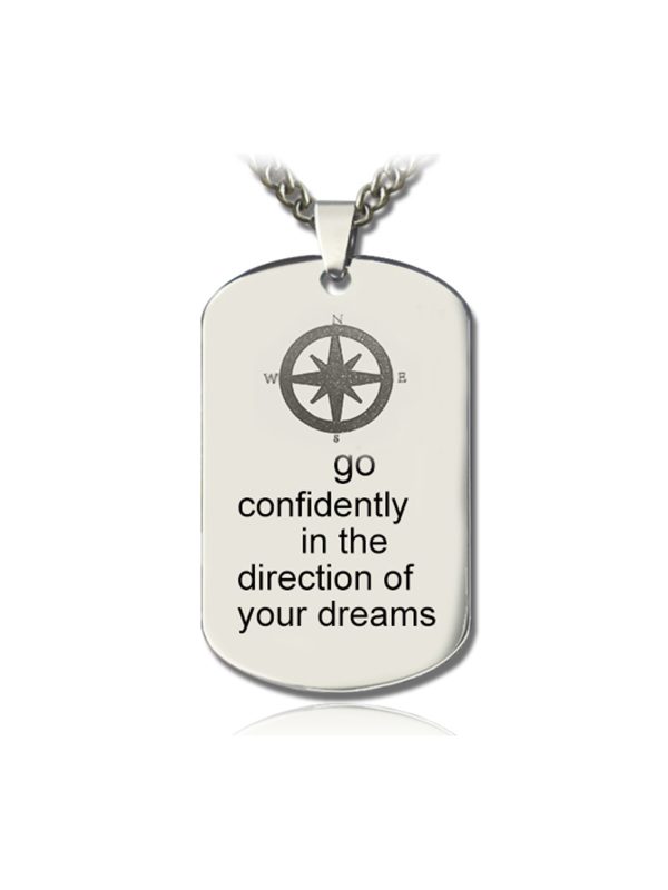 UnusualStandout #168 Personalized Compass Man's Dog Tag Necklace