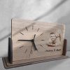 UnusualStandout #172 Personalized Engraved Family Photo Wooden Desk Clock