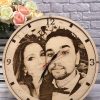 UnusualStandout #177 Personalized Wood Engraved Photo Clock