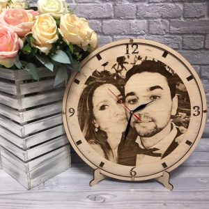 UnusualStandout #177 Personalized Wood Engraved Photo Clock