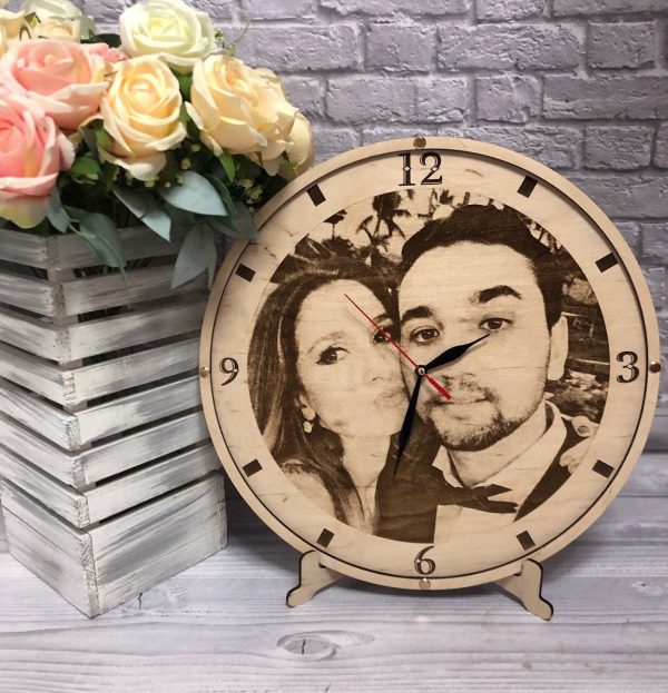 UnusualStandout #177 Personalized Wood Engraved Photo Clock