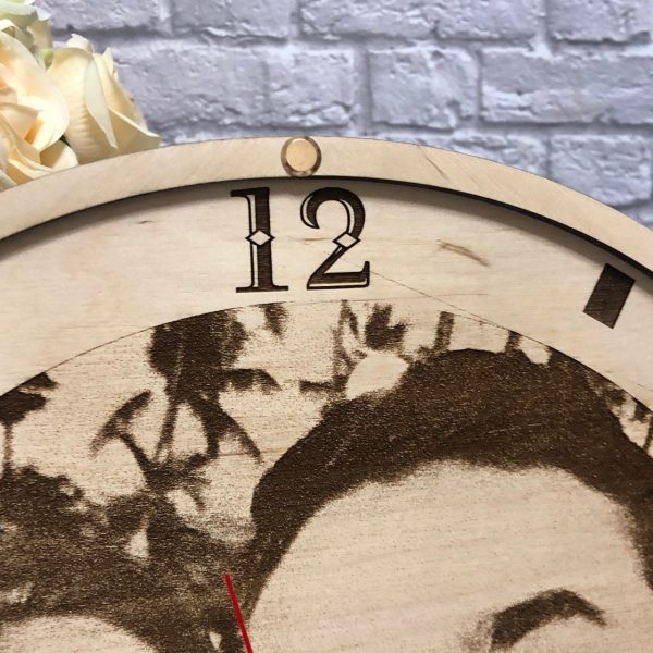 UnusualStandout #177 Personalized Wood Engraved Photo Clock