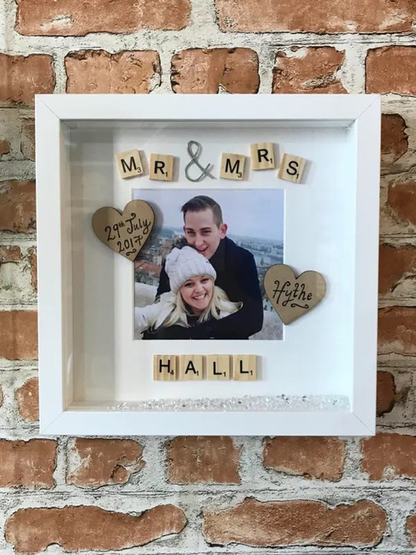 UnusualStandout #178 Mr and Mrs Personalised Wedding Scrabble Photo Frame