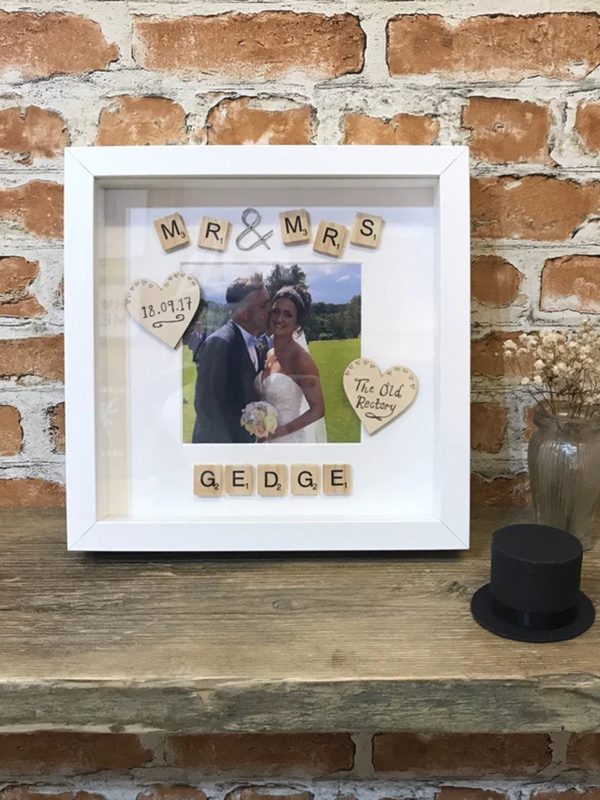 UnusualStandout #178 Mr and Mrs Personalised Wedding Scrabble Photo Frame