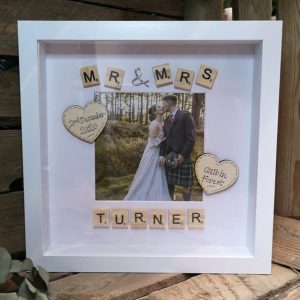 UnusualStandout #178 Mr and Mrs Personalised Wedding Scrabble Photo Frame