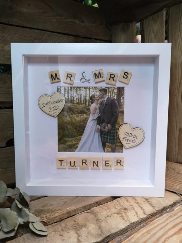 UnusualStandout #178 Mr and Mrs Personalised Wedding Scrabble Photo Frame