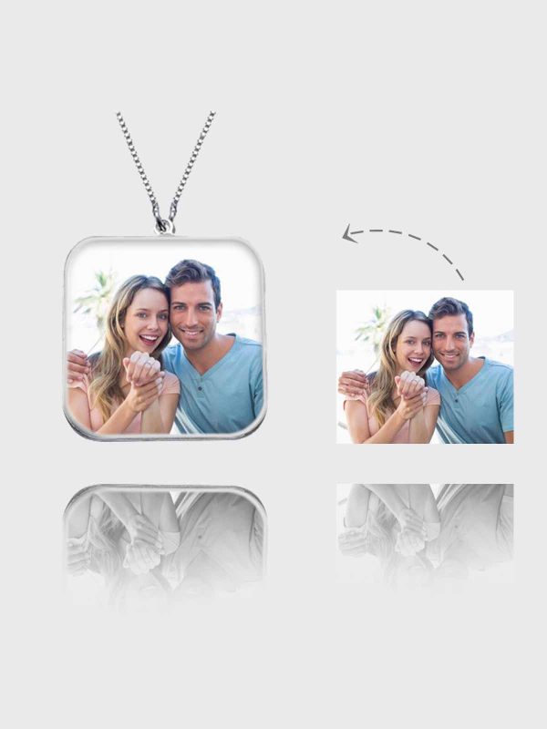 UnusualStandout #19 Personalized Color Photo Square Necklace