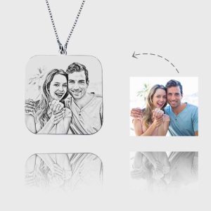 UnusualStandout #19 Personalized Color Photo Square Necklace