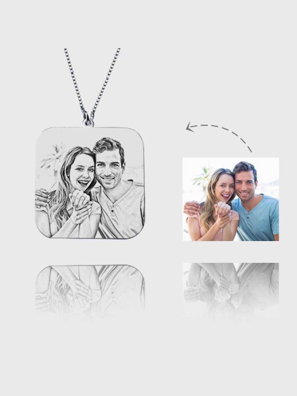 UnusualStandout #19 Personalized Color Photo Square Necklace