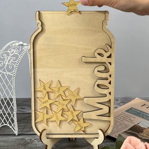 UnusualStandout #194 Personalized Wood Name Star Pieces Jar Box