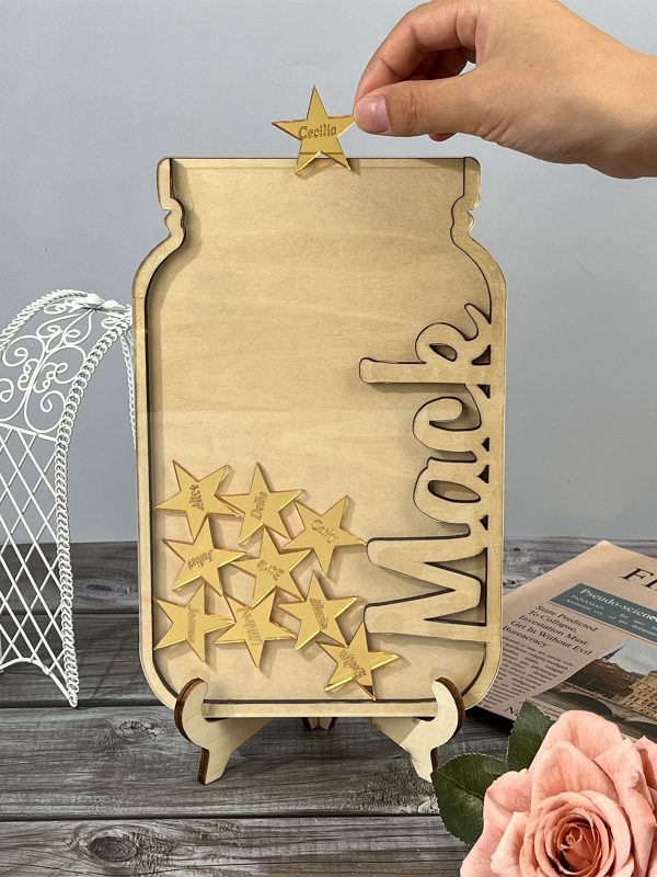 UnusualStandout #194 Personalized Wood Name Star Pieces Jar Box