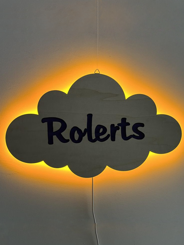 UnusualStandout #198 Personalized Cloud Name Wooden Night Light