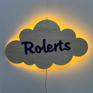 UnusualStandout #198 Personalized Cloud Name Wooden Night Light