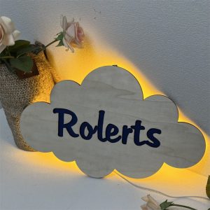 UnusualStandout #198 Personalized Cloud Name Wooden Night Light