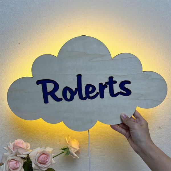 UnusualStandout #198 Personalized Cloud Name Wooden Night Light