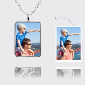 UnusualStandout #20 Personalized Color Photo Rectangle Necklace