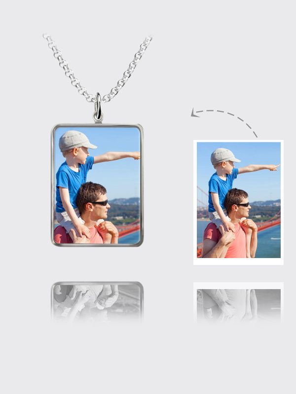 UnusualStandout #20 Personalized Color Photo Rectangle Necklace