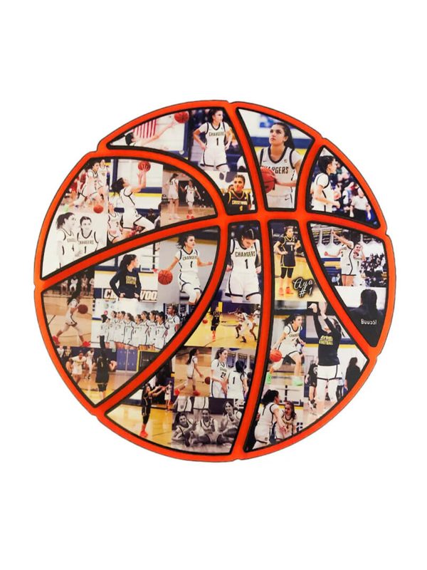 UnusualStandout #207 Personalized Wooden Basketball Collage Photo