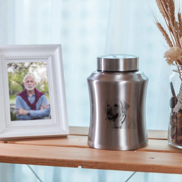 UnusualStandout #211 Personalized Pet Urn with Pet Portrait for Dog Memorial Pet Urn