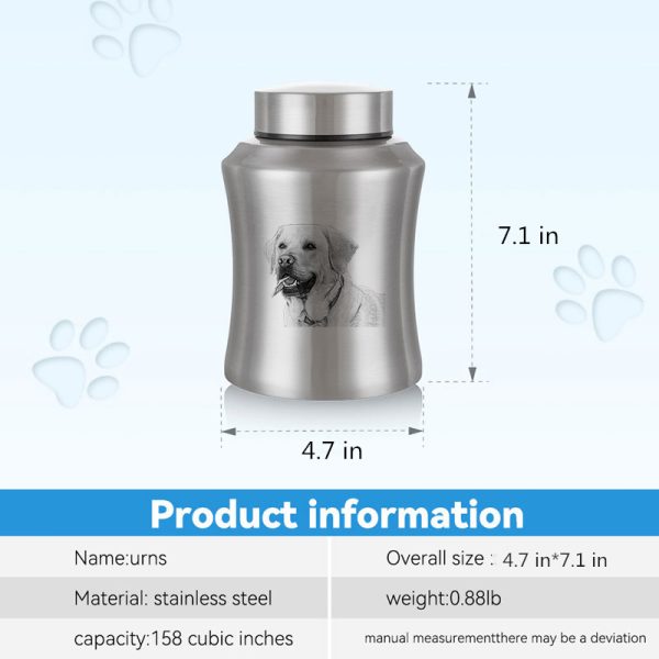 UnusualStandout #211 Personalized Pet Urn with Pet Portrait for Dog Memorial Pet Urn