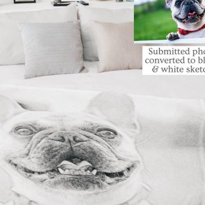 UnusualStandout #214 Personalized Sketch Style Pet Photo Blanket